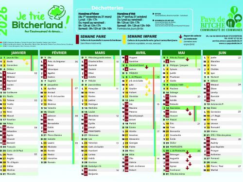 Calendrier des collectes et grille tarifaire 2026 Calendrier des collectes et grille tarifaire 2026